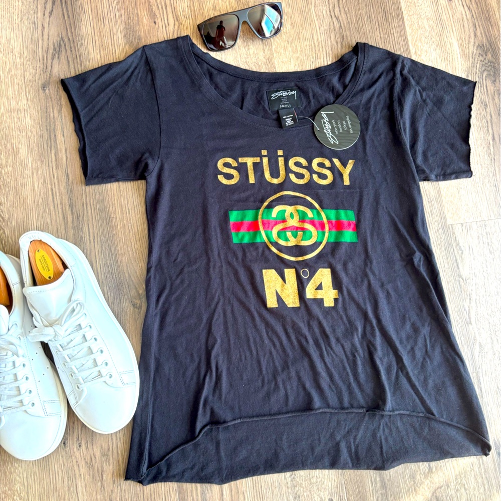 NWT Stussy No4 Wide Neck Tee Sz.S
